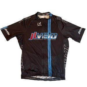 JL Velo Cycling Jersey Black Blue Recycled Polyester California SS sz XL EUC!